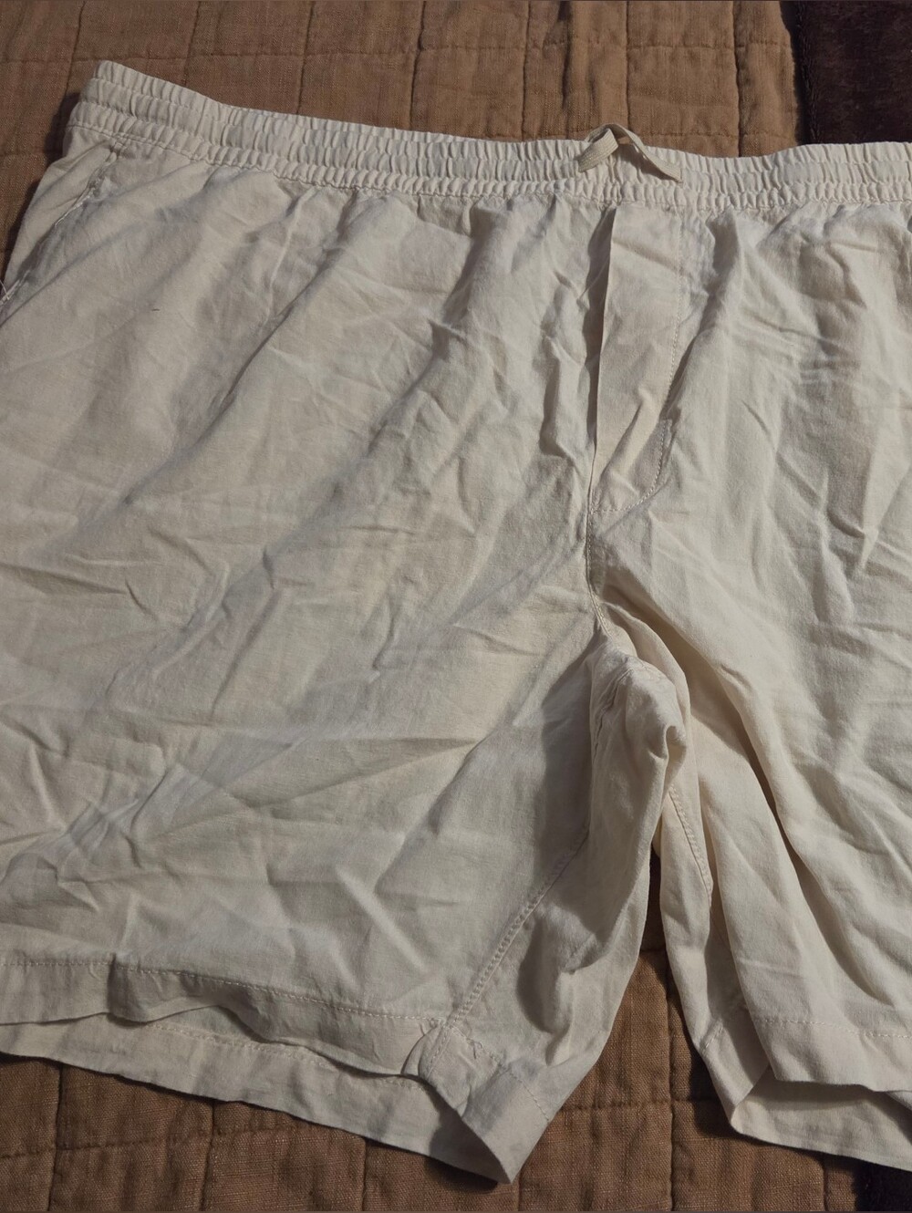 No Boundaries Beige Cotton-Linen Shorts